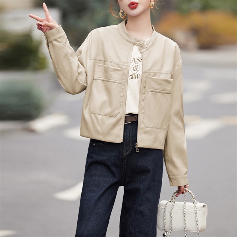 皮衣女外套短款上衣2025春秋季新款洋气显瘦小个子PU皮机车服夹克,女装皮衣,跑量工厂店