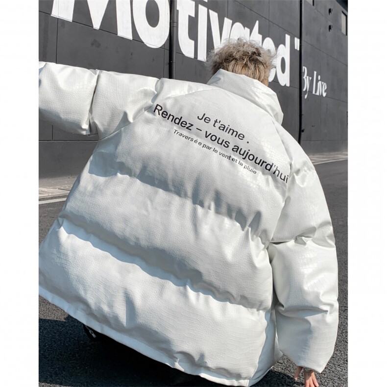 100聚酯冬款港风立领鳄鱼纹印花字母设计棉衣男EMY33特P100控168图片