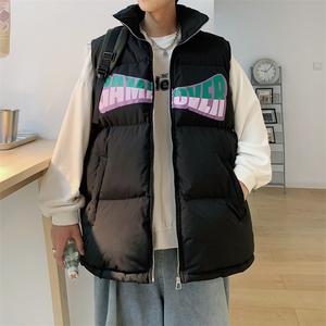 2026秋冬宽松立领保暖加厚棉马甲背心 手塞棉 MJ17566/P75 黑色3图片