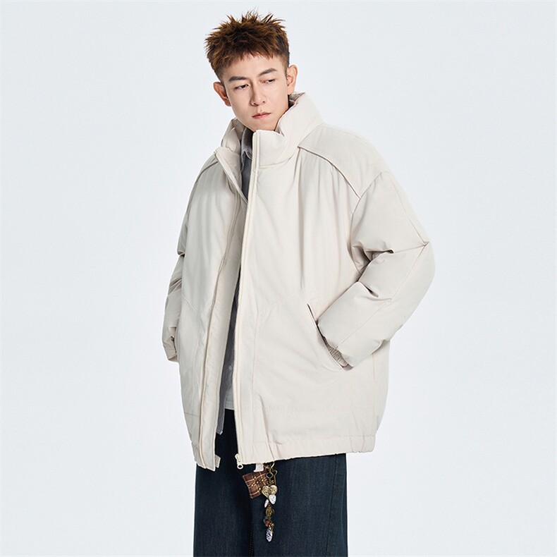 现货冬季美式休闲加厚雪山外套夹克立领纯色三防户外工装棉服,男装夹克,电商A486