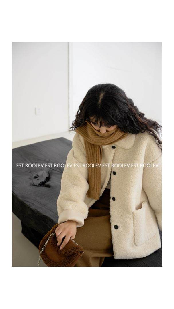 小圆领羊羔毛外套，其它，FST