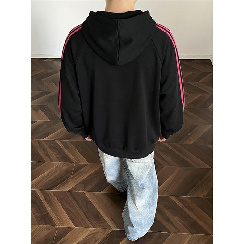 抖音得物品质26春装新款男女美式高街三条杠立领卫衣开衫外套CM34,女装短外套,电商A486