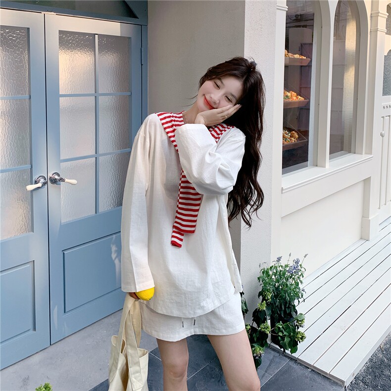 薄麻料防晒上衣+披肩+裙裤三件套R2C086-2567P130K198,女装套装/套裙,2C086