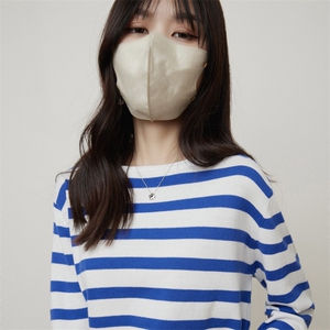 时尚条纹拼色长袖针织衫 简约百搭显瘦秋季女装毛衣图片