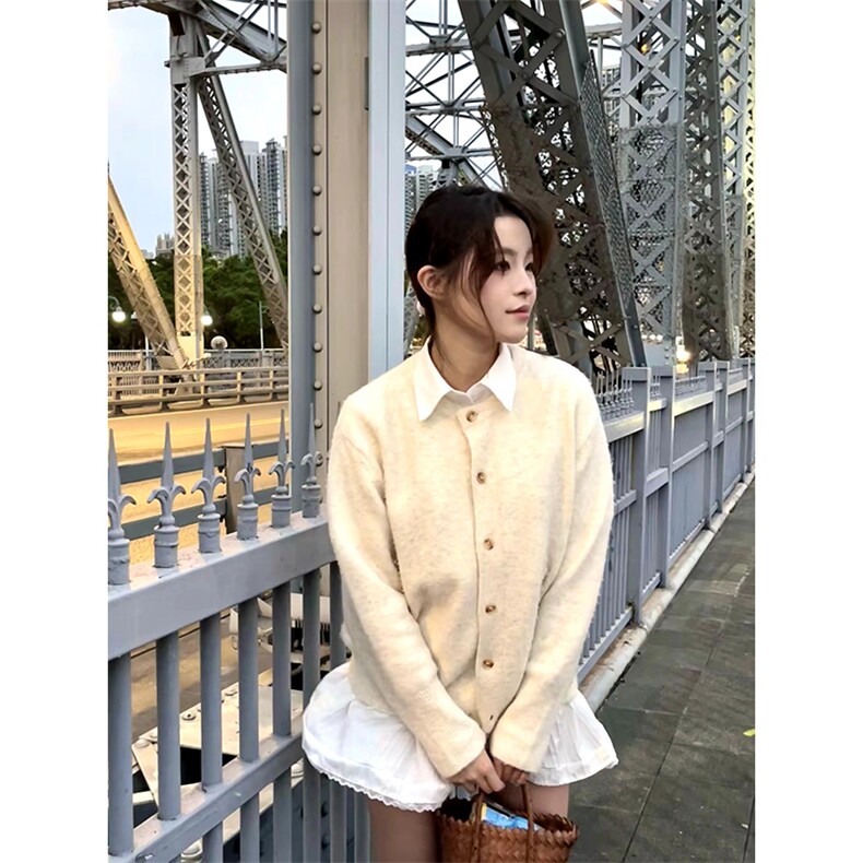 重磅秋冬男女北极绒开衫毛衣美式复古休闲慵懒风单排扣针织衫外套,男装针织衫/毛衣,电商A486