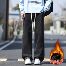 冬季加绒加厚牛仔裤男棉裤秋裤保暖抗寒宽松直筒裤子110-1-P45，男装牛仔裤，星座1006-1