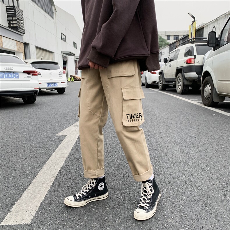2024夏秋纯棉大口袋港风男美式宽松直筒休闲裤工装裤K5261P45，男装工装外套，星座225-5