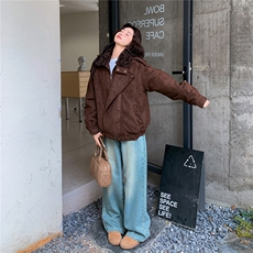 现货羊羔毛翻领加绒加厚鹿皮绒冬派克服2C293-Q910-P235-K348，女装派克服，2C293