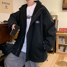 羊羔毛加厚外套男冬季ins潮牌两面穿棉服宽松百搭棉衣MY8013-P85，男装棉衣，星座1008-1
