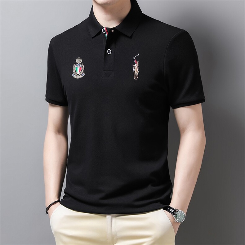 夏季新款爸爸夏装冰丝polo衫纯棉男士短袖t恤薄款翻领中年人衣服,男装T恤,电商B212（原钱塘6029）