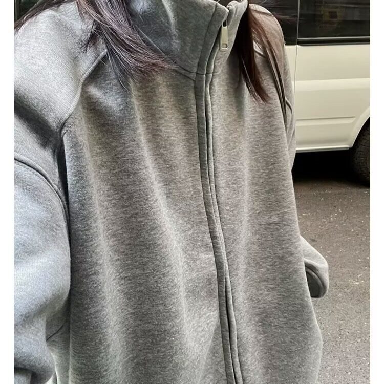 FZ51-P62美式慵懒风开衫卫衣男秋季设计感廓形夹克外套重磅潮,男装夹克,电商B323A