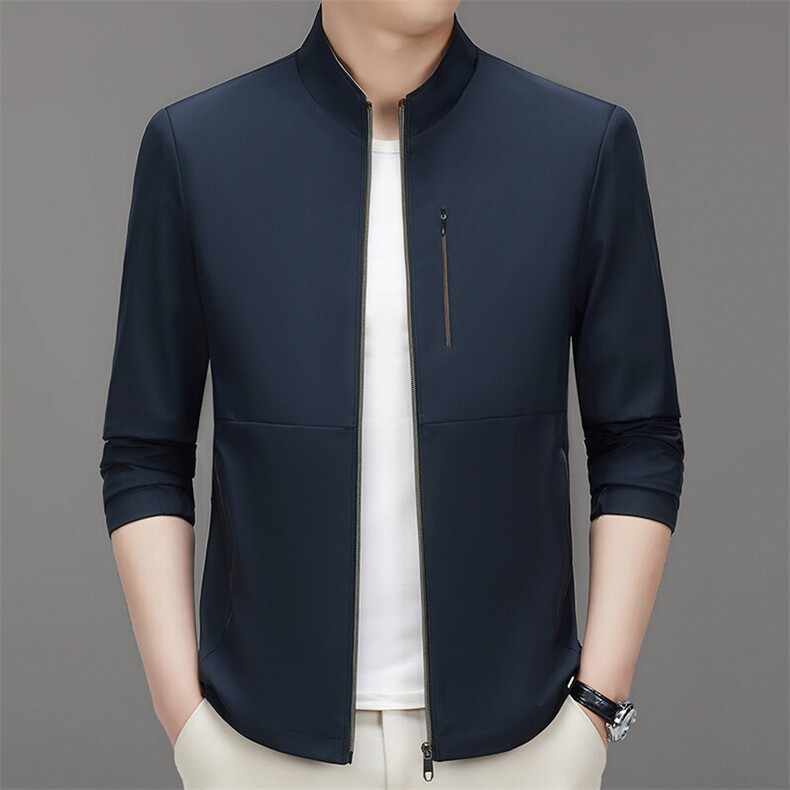 2025年大货主推男士中老年立领休闲夹克外套中年宽松休闲茄克衫，男装夹克，钱塘723