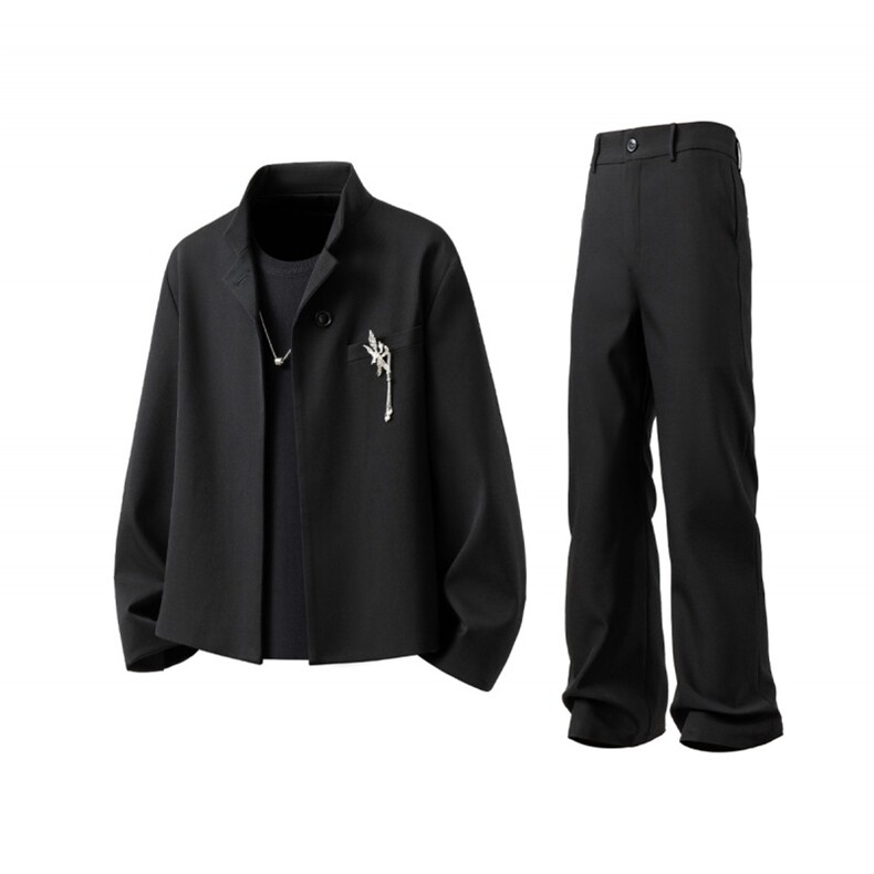 西服送胸针M-5XL大码96%聚酯纤维4%氨纶XF78149P85西裤XF78151P45,男装西服,星座226-2