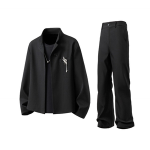 西服送胸针M-5XL大码96%聚酯纤维4%氨纶XF78149P85西裤XF78151P45图片