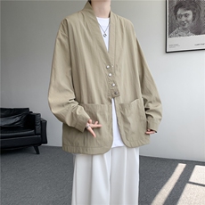 现货CS1161-p55新款高品质小众叠穿开衫大码衬衫上衣外套，男装衬衫，电商A059
