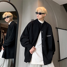 灰色慵懒风高级针织开衫外套男cleanfit美式宽松复古痞帅毛衣秋冬，男装针织衫/毛衣，电商A367