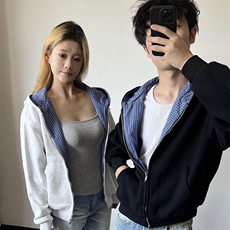 抖音得物高品质二开26春季美式潮牌两面穿连帽卫衣开衫男女外套，女装短外套，电商A486