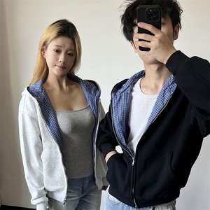 抖音得物高品质二开 26春季美式潮牌两面穿连帽卫衣开衫男女外套图片