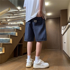 日系外贸复古休闲短裤男夏季薄款宽松百搭舒适松紧腰五分工装中裤，男装牛仔裤，星座218-1（原230）