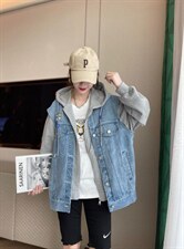 牛仔拼接外套，其它，跳跳谷