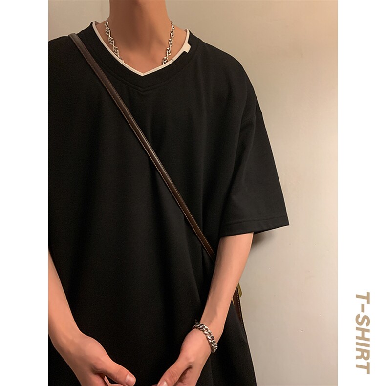 新款短袖男港风暖光夏季T恤休闲百搭假两件T恤男上衣TC3138-P30,男装T恤,星座717