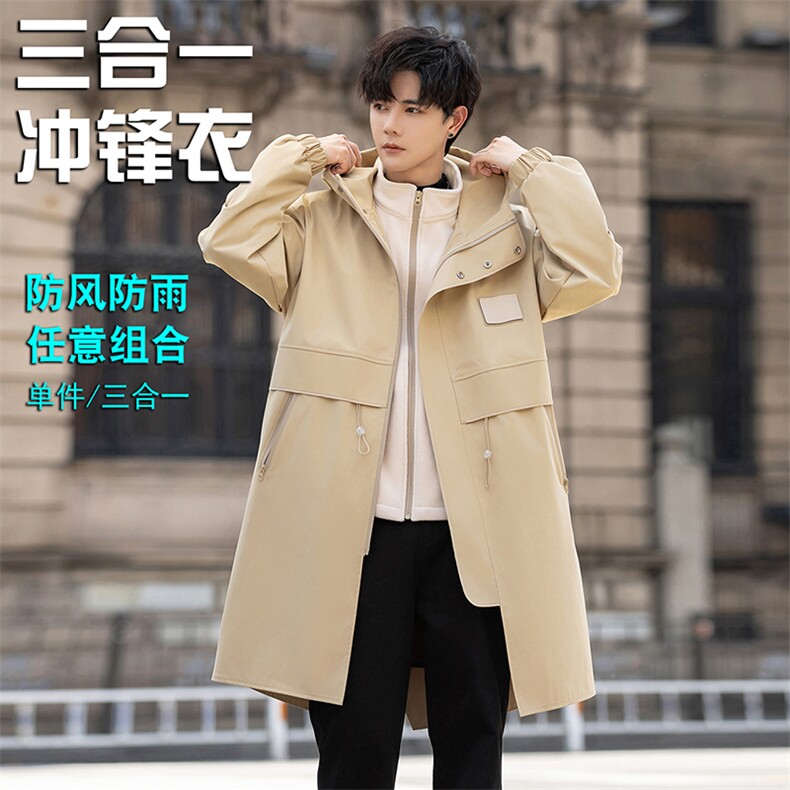 得物直播二开精品三防冲锋衣风衣男F8866三合一批115外景A图片