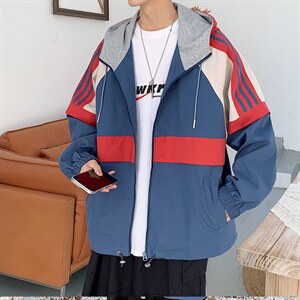 春季新款潮牌连帽潮牌条纹拼色夹克外套CYJK2121-P75图片