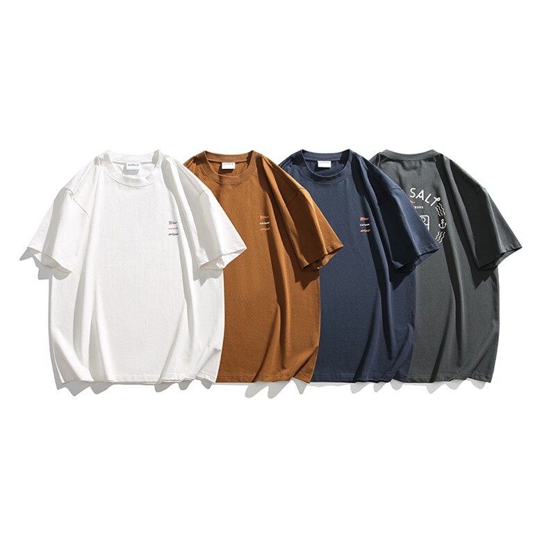 2026夏季新款男装日系潮牌纯色圆领宽松短袖休闲T恤半袖T910-F40图片