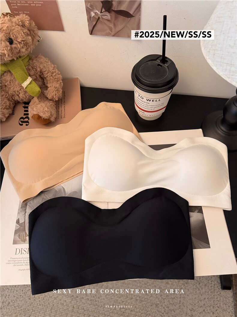 无肩带内衣女小胸聚拢透气抹胸式隐形无钢圈裹胸文胸罩，女装背心吊带，梦白服饰厂