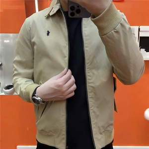 藏青色短款哈灵顿夹克外套男秋春季翻领棒球服轻熟风成熟稳重男装图片