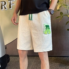 白色毛巾刺绣短裤男夏季篮球运动中裤子痞帅休闲宽松五分裤D071，男装牛仔裤，星座1116A-2（原606A-1）