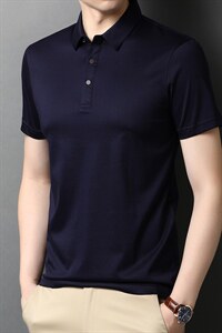 男士夏季纯色丝光棉短袖T恤简约休闲翻领POLO衫修身显瘦半袖P67图片