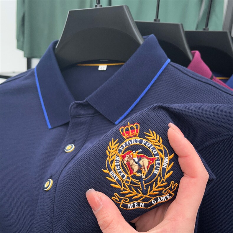 丝光棉长袖T恤2023春季新款男士保罗polo衫翻领中年休闲体恤男装,男装T恤,电商B212（原钱塘6029）