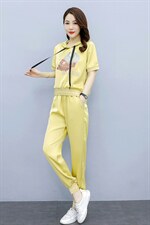 休闲套装女2021年夏季新款时尚印花百搭长裤两件套，女装套装/套裙，艾尚靓装