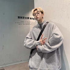 8XL-M特大码卫衣男纯色百搭条纹肌理立领拉链长袖T恤男WY08P55，男装卫衣，电商D206-1