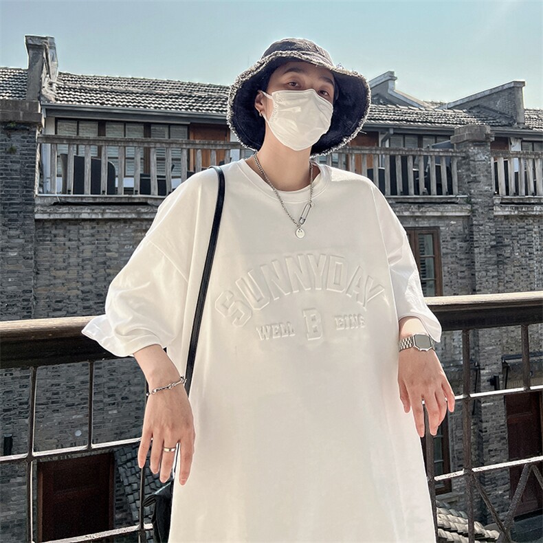 港风立体钢印花圆领落肩水洗T恤短袖五分半袖打底衫XT19-P40控58,男装T恤,星座216(原A116)