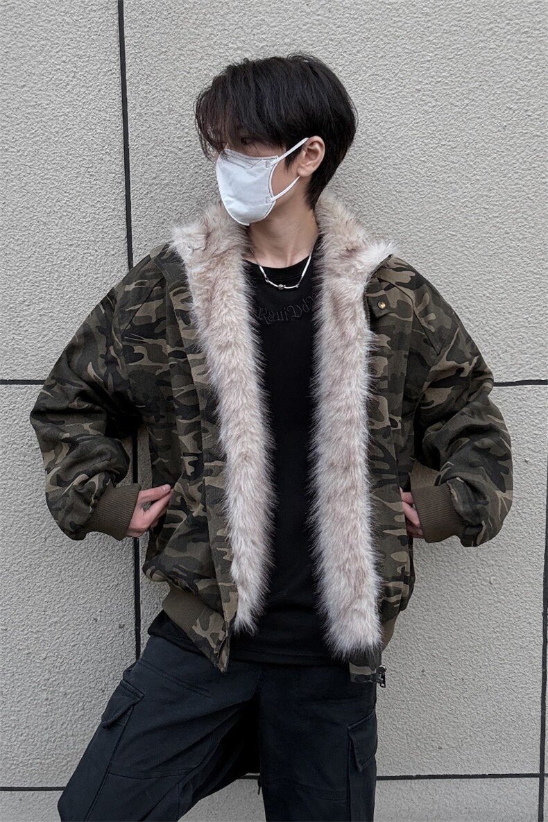 冬季重磅新立领迷彩座山雕棉衣男装痞帅毛毛领棉服外套S377-特125,男装棉衣,电商A233-1