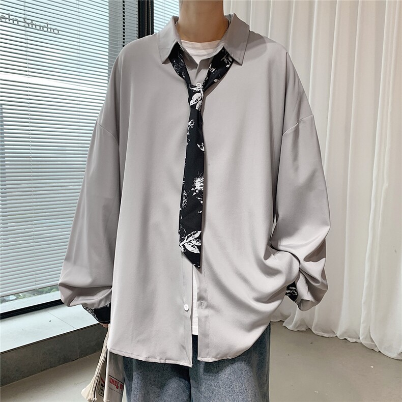 秋季港风青春流行休闲大码宽松长袖衬衫男衬衣CS7974P45控68,男装衬衫,星座226-1