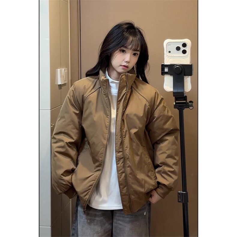 现货美式高街休闲棉衣夹克三防立领纯色户外工装加厚棉服外套图片