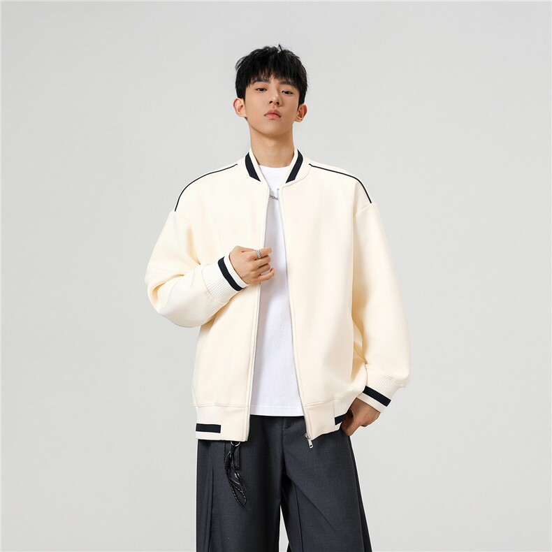 重磅420克boxy短款立领开衫棒球服液态棉爽滑外套男D9899-P68，女装短外套，星座610B-1