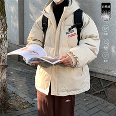 港风冬季新款连帽白鸭绒羽绒服男潮宽松印花YR6144P225控268，男装羽绒服，电商A268A
