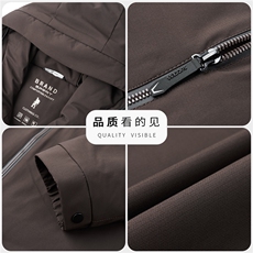 主推中老年新款冬男连帽短款90%白鸭绒羽绒服大衣轻薄羽绒服外套，男装羽绒服，钱塘723