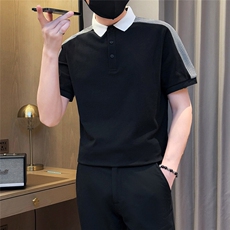 2025夏季数据款新款短袖T恤千鸟格织带设计翻领Polo衫B9713-P48，男装T恤，电商D342