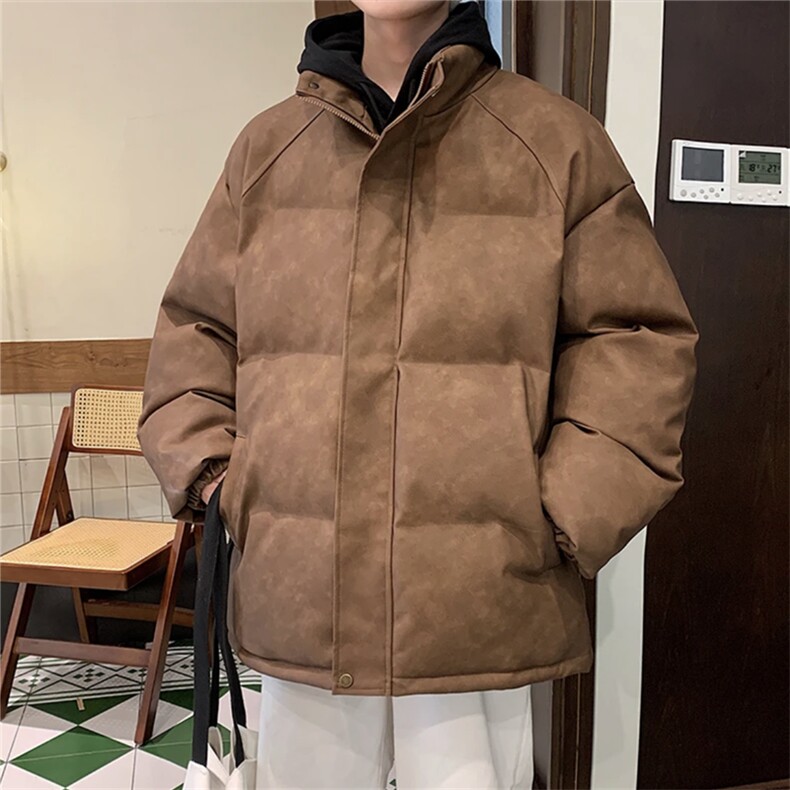 （现货）美拉德复古皮棉衣纯色立领加厚棉袄棉服7383-特P90,男装棉衣,星座1213