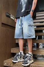 胖胖哥港风潮牌工装牛仔短裤男夏季大码宽松百搭潮流休闲运动裤，男装牛仔裤，星座301B-2（原A443-1）