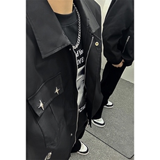 B221美式ins高街暗黑金属感宽松休闲外套上衣SY2303-P90控118，男装夹克，电商B221