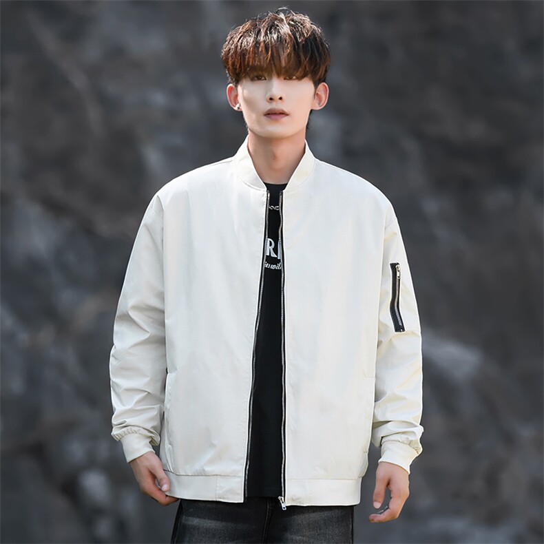 秋季飞行服夹克潮流男士外套大码宽松上衣纯色A266-JK8017-P33图片