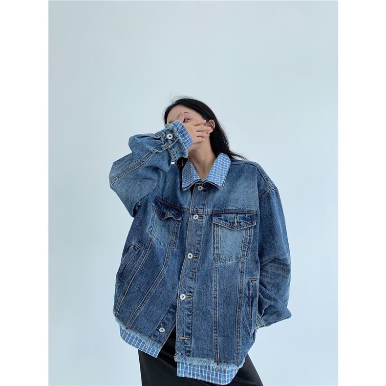 2579-P702025春秋新款牛仔外套女大码宽松显瘦牛仔衣上衣牛仔,男装工装外套,电商B323A