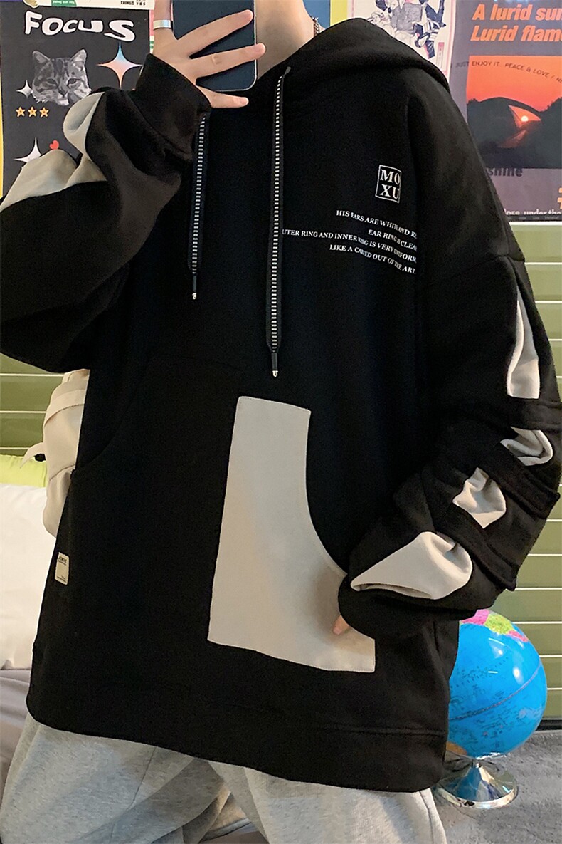 7XL-M港风连帽卫衣男2023春季新款休闲长袖上衣加肥加大码控价98，男装卫衣，钱塘717(原712)