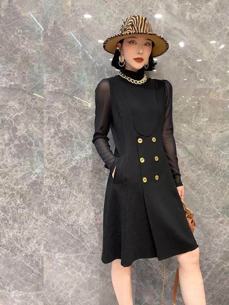 冬季新款时尚大方连衣裙，女装连衣裙，紫锦百艳